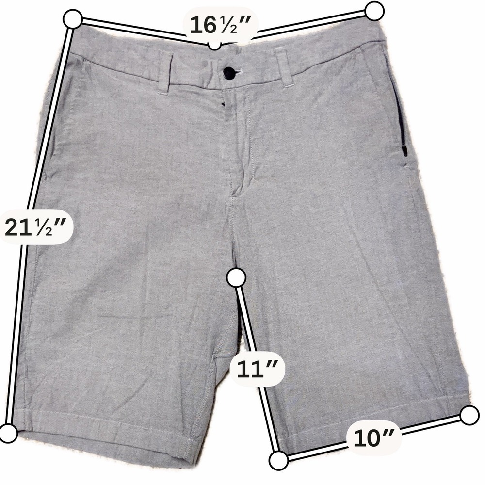 Lululemon Commission Shorts Men 33 Gray Woven 11" Qwick Oxford Chino Casual Golf - Picture 10 of 10